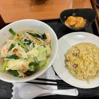 Aセット(②海鮮野菜タンメン+エビマヨ+半チャーハン+ドリンク)(王記厨房 八千代緑が丘店)