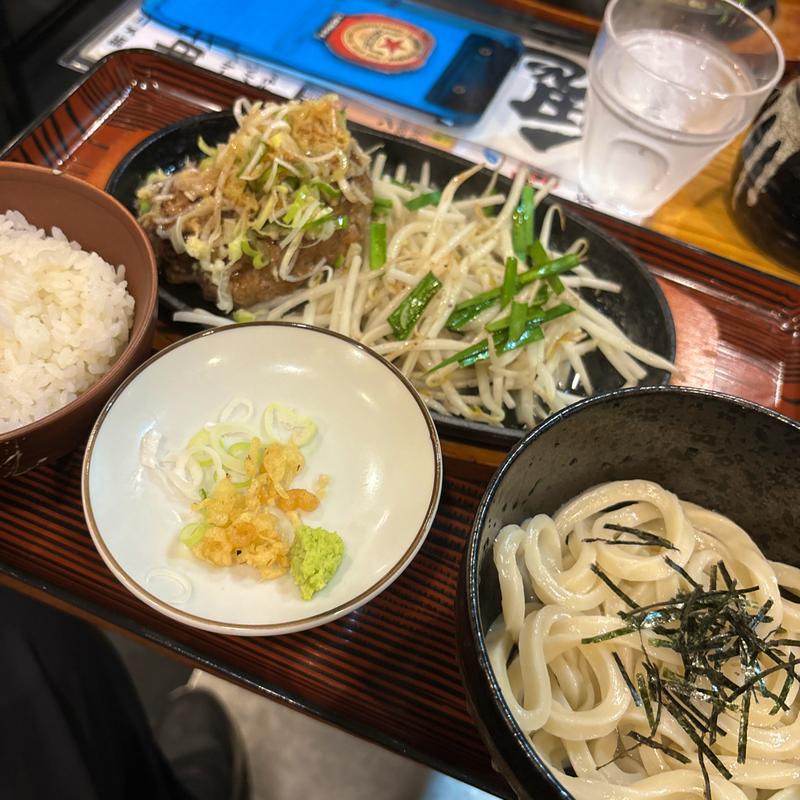 油淋鶏ハンバーグセット(武州うどんあかね&みどりダイニング)
