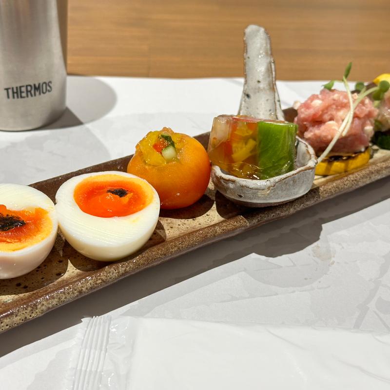 1周年記念フルコースの前菜(中華そば とちの葉)