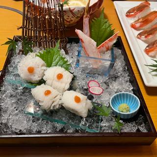 かにと鱧の刺身(柏甲羅本店)