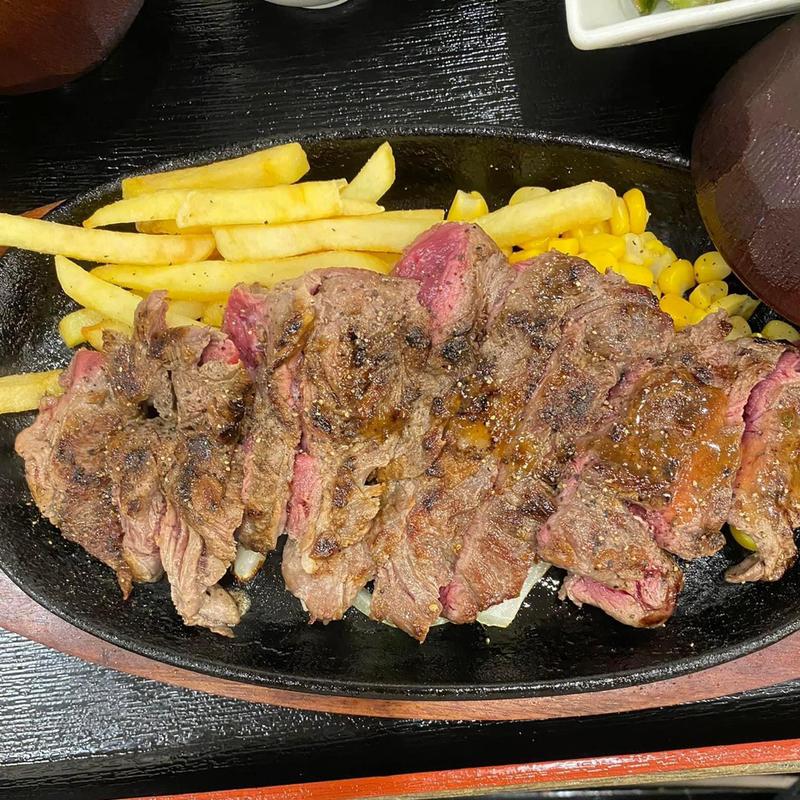 熟成赤身牛ステーキL定食 わさびだし醤油味(ステーキ＆ハンバーグ 前田亭)