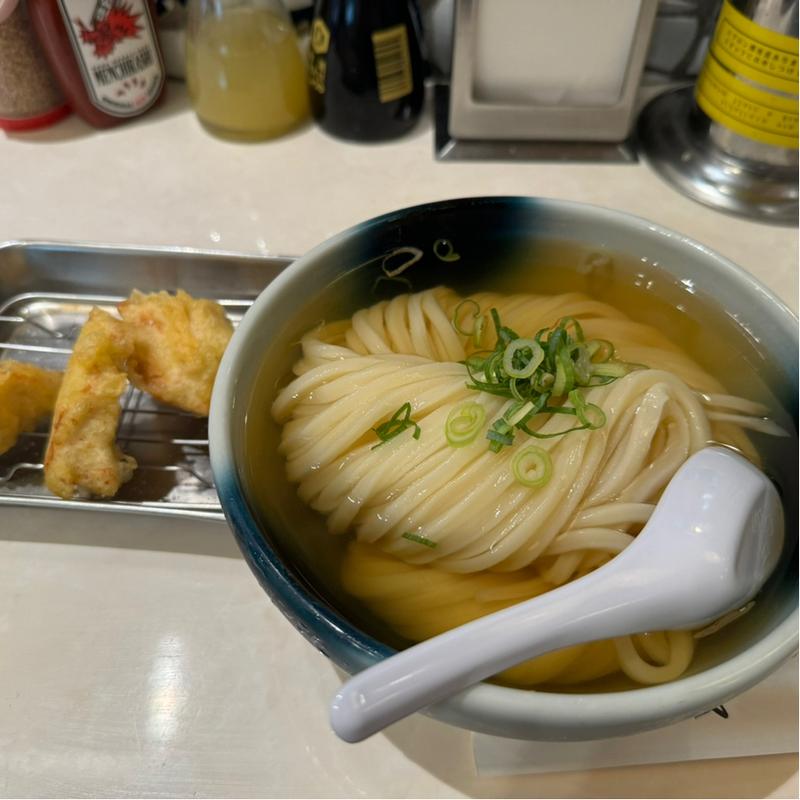 冷かけうどん+かしわ天(麺散)