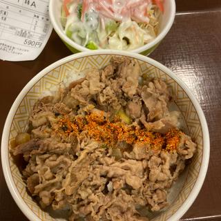 牛丼 並+サラダ(すき家 多摩乞田店 )