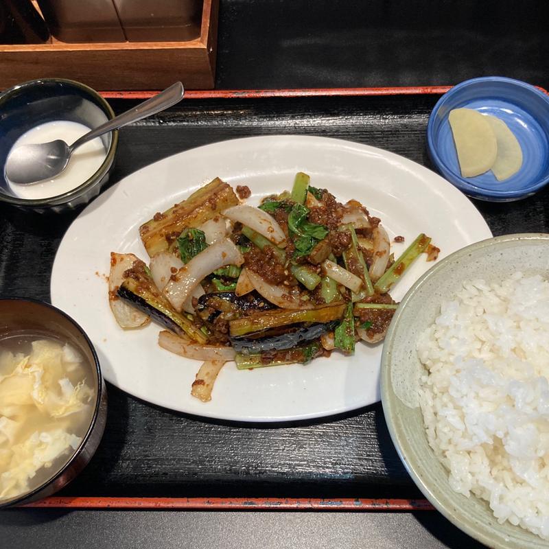 なすの肉味噌炒め定食(蘭州 中華料理)