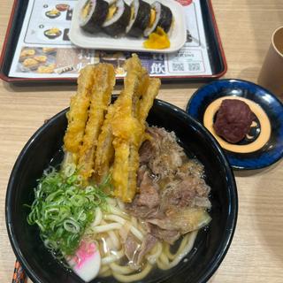 肉ごぼう天うどんとぼた餅(資さんうどん 今福鶴見店)