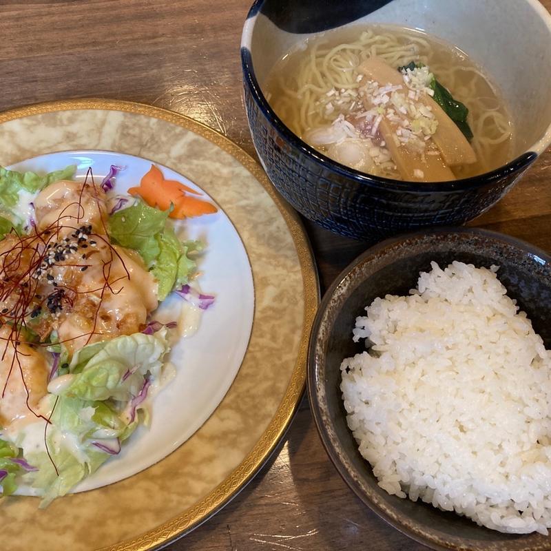 エビマヨネーズとミニラーメンと白飯(チャイニーズ厨房 虎秀)