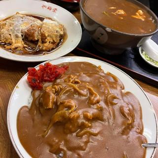 カレーライス 大 カツ煮 カレー南蛮そば 大(やぶ栄)