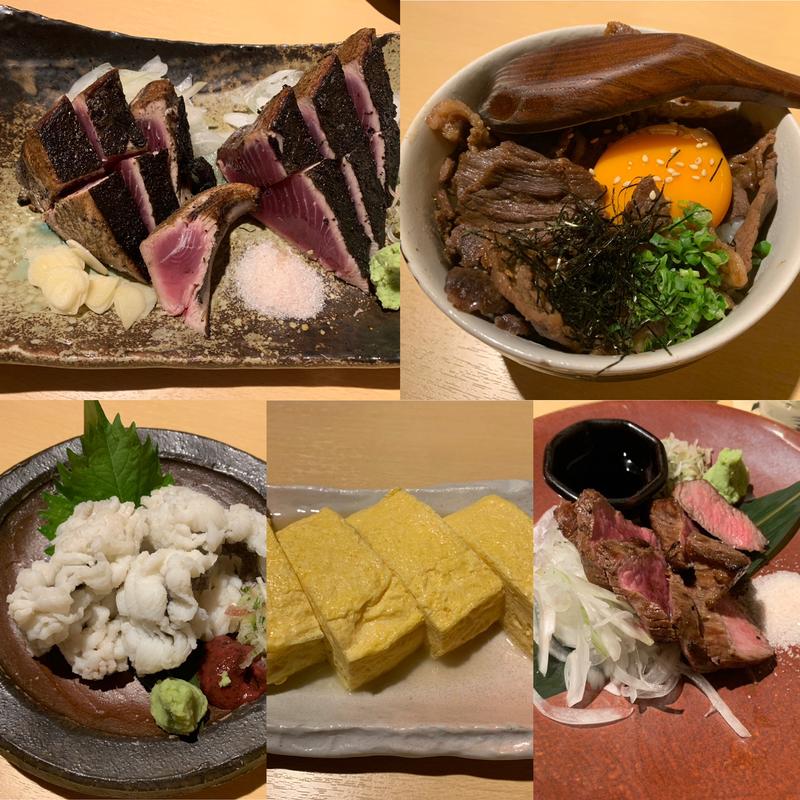 カツオ藁焼き塩タタキほか(居酒家・藁焼き くらと 京都駅)