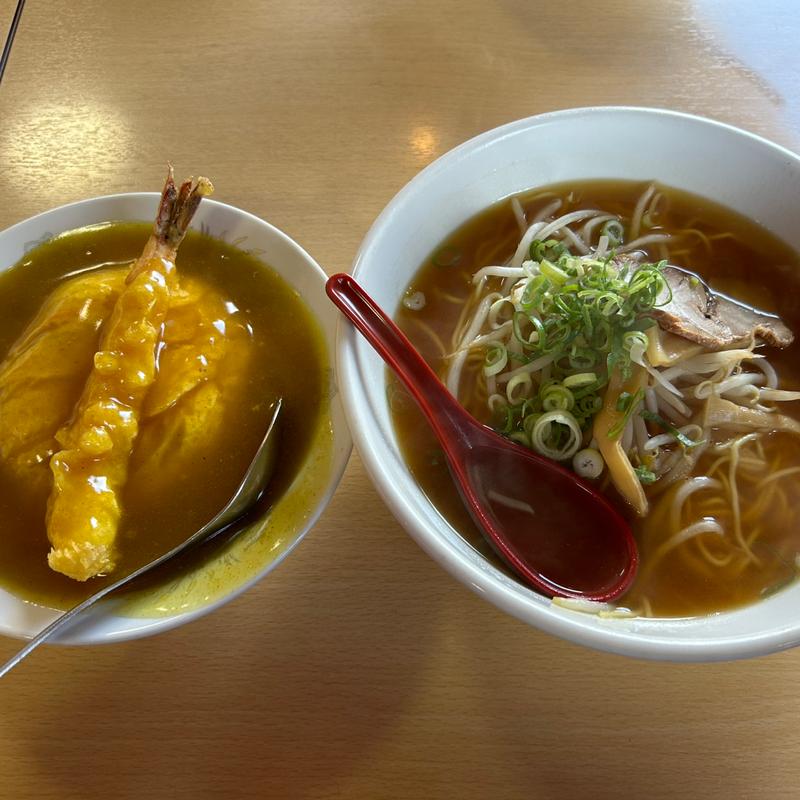 ラーメンと海老天カレー天津飯(中華食堂 チャオチャオ )