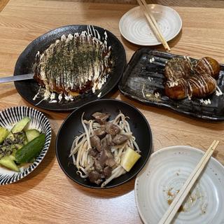 やみつききゅうり　ズリの塩コショウ焼き　たこ焼き　豚モダン(たこ焼き ひさご 三国店)