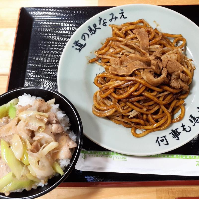 なみえ焼きそば 塩ネギ豚丼(無印良品 道の駅なみえ)