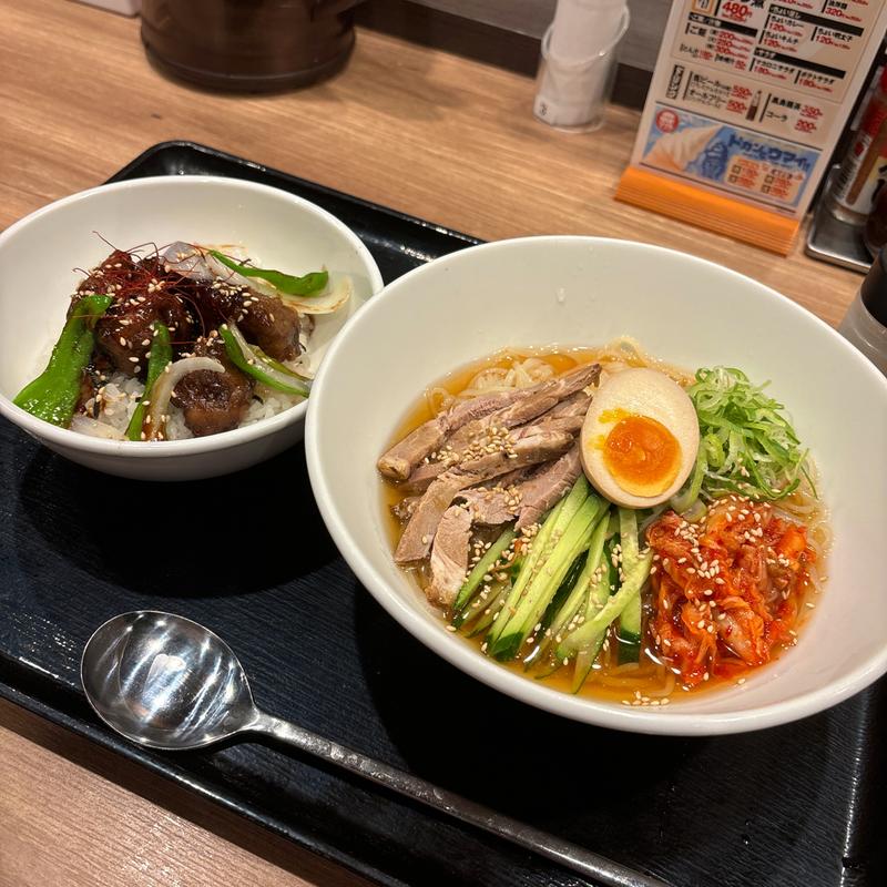 冷麺黒酢酢豚丼セット(野郎めし桶川店)