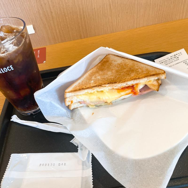 モーニングC トーストサンドとろ〜りチーズ&ハム(カフェ・ベローチェ 淀屋橋店)