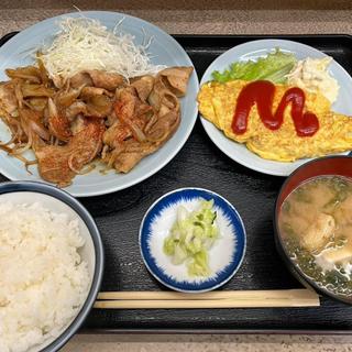 オムレツ 豚生姜定食(乃んき食堂)