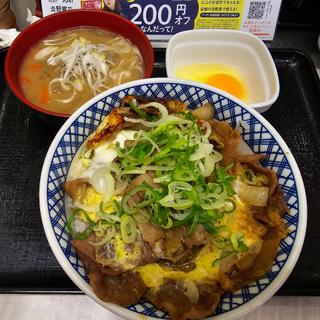 月見牛とじ丼 大＋とん汁(吉野家 小岩北口店)