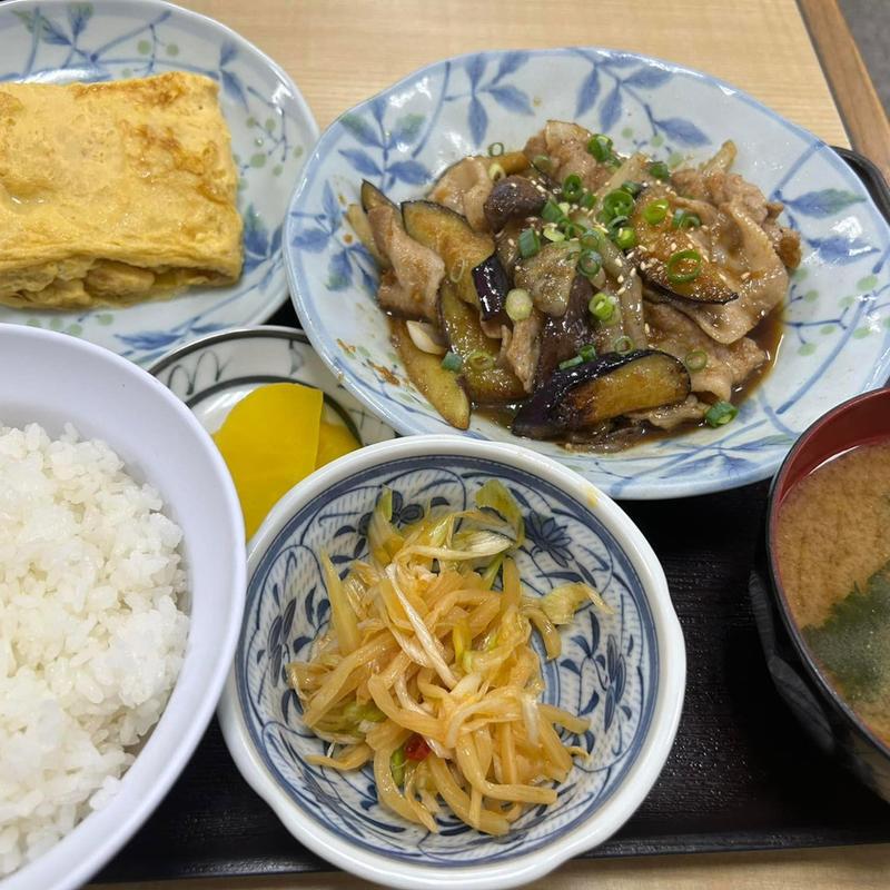 茄子と豚バラのスタミナ炒め定食 玉子焼き(動坂食堂 （ドウザカショクドウ）)