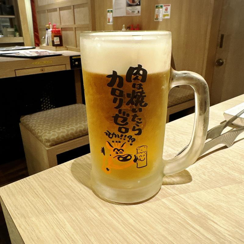 パーフェクトサントリービール(タレ焼肉、塩ホルモン まるきん食堂 渋谷店)