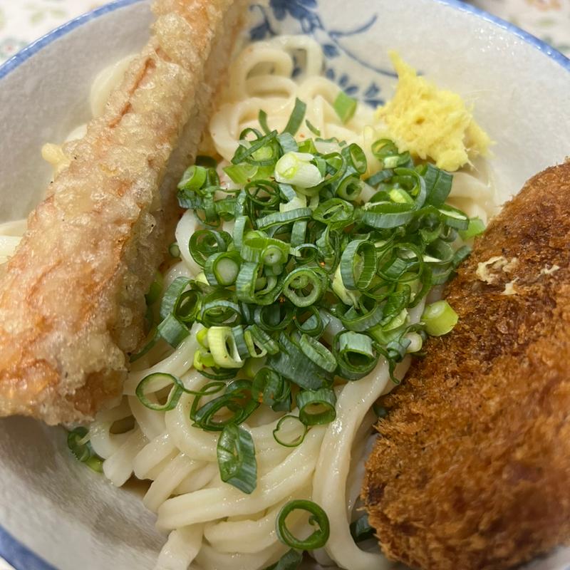 ぶっかけ2玉＋コロッケ＋ちくわ天(宮川製麺所 （みやかわせいめんしょ）)