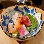 旬の魚四種盛り あしらい一式