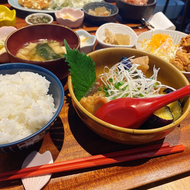 鶏となすのおろし煮定食(もがめ食堂)