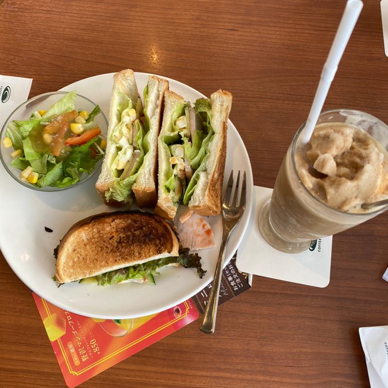 炭火モカフロスティとハウスサンドA(珈琲館 河内長野店)