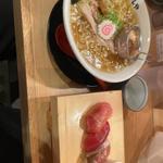 追い鰹ラーメンと赤酢握り鮨セット(鮨とラーメン うおがしや)