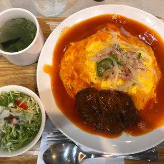 MIX定食(チキンソテー、ハンバーグ)(アイチ)