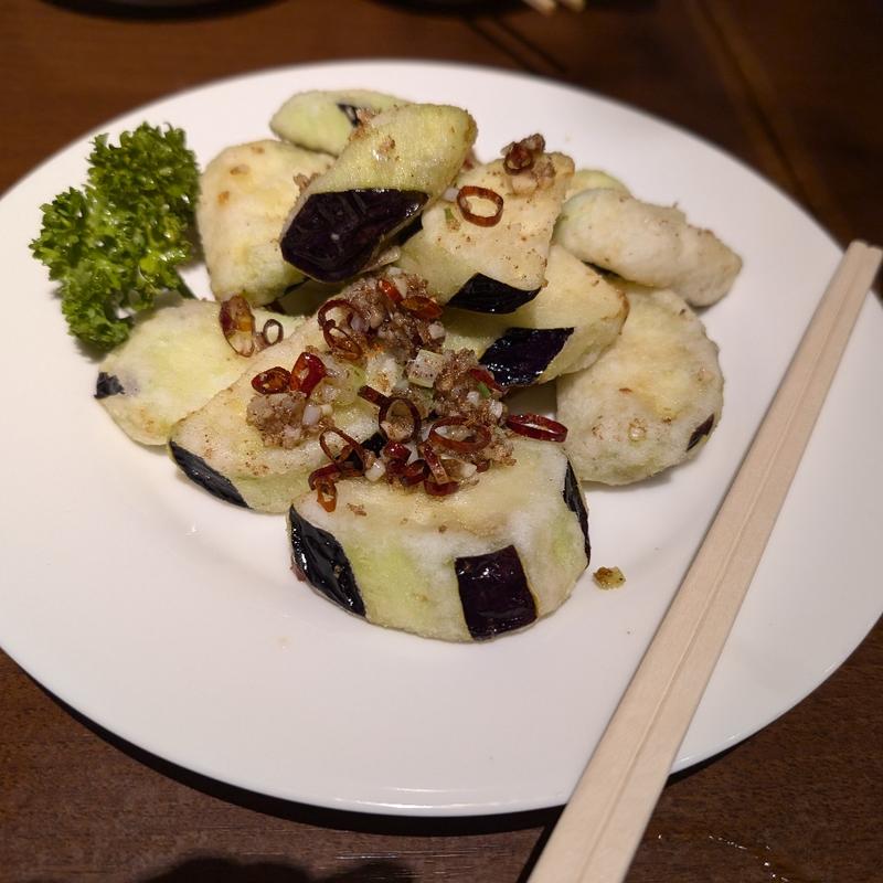 ナスの山椒揚げ(刀削麺・火鍋・西安料理 XI’AN(シーアン)虎ノ門店)