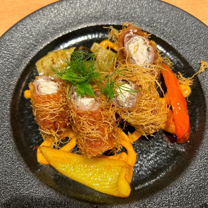 ラム肉とクリームチーズのガダイフ包み揚げ(ヱビスバー 札幌アピア店 (YEBISU BAR Sapporo Apia))