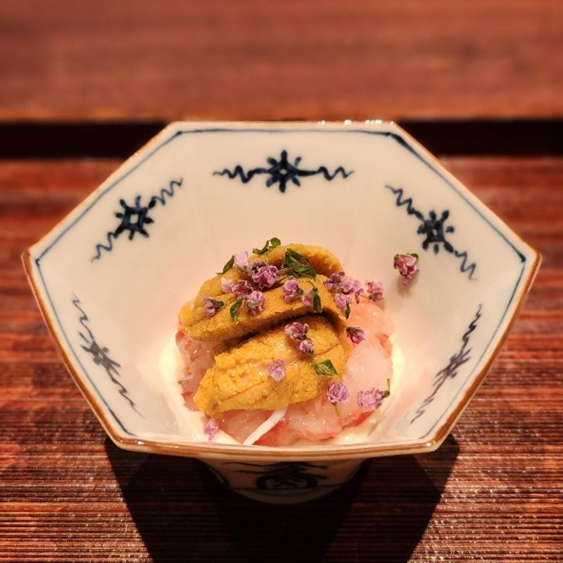 豆腐の冷菜 無花果 雲丹 甘海老 しらす(廣澤)