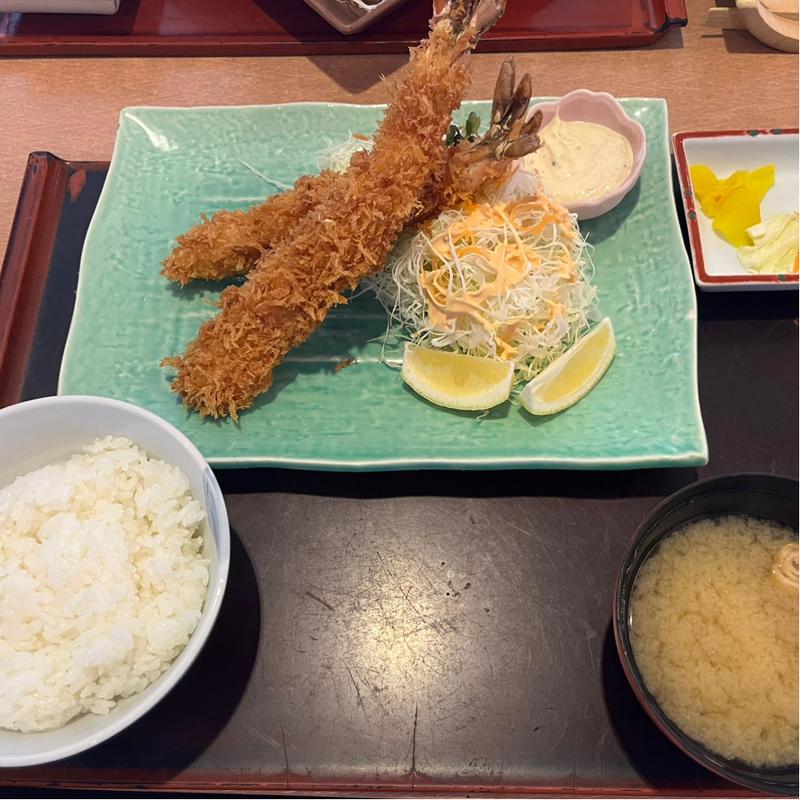 ビッグ海老フライ定食(2尾)(とんかつかつ庄 )