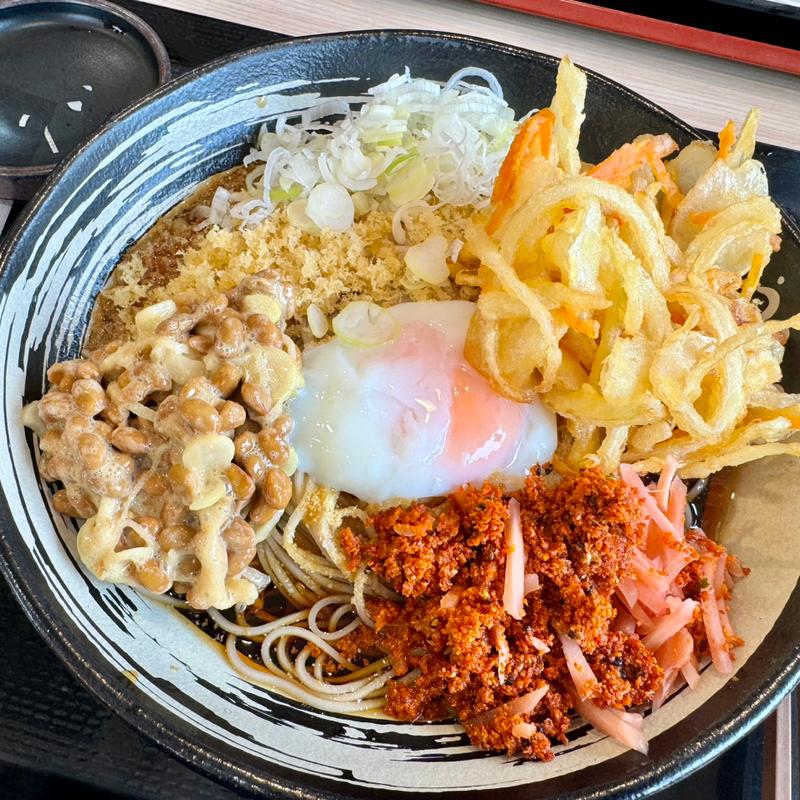 朝そば＋納豆(ゆで太郎 もつ次郎 加須北小浜店)