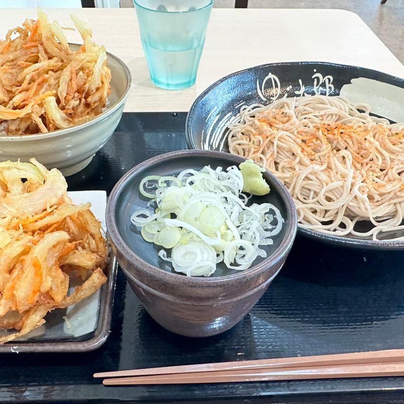 冷やしそばミニかき揚げ丼セット＋単品かき揚げ(ゆで太郎 もつ次郎 壬生店)