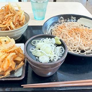 冷やしそばミニかき揚げ丼セット＋単品かき揚げ(ゆで太郎 もつ次郎 壬生店)