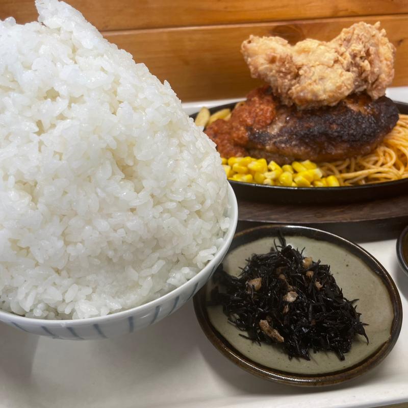 手ごねハンバーグセット【からあげハンバーグ（300g）】(ごはん屋さん チキボン亭)