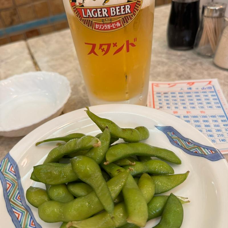 生ビールと枝豆(京極スタンド （きょうごくすたんど）)