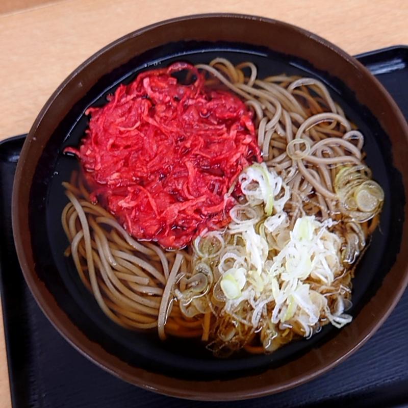 紅生姜天そば(エキナカスタンド福豆屋)