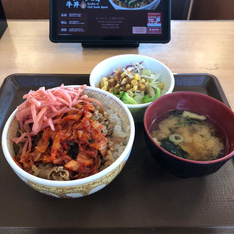 キムチ牛丼ランチセット(すき家 足利南大町店)
