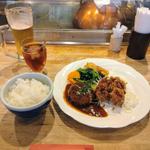 デミグラスハンバーグ&ホタテフライ定食
