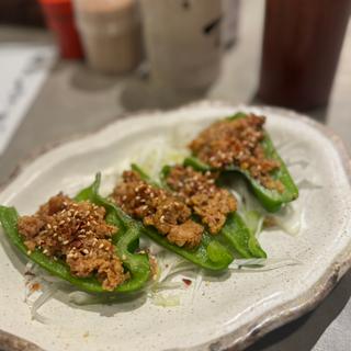ピーマン肉味噌のせ(佐賀県三瀬村 ふもと赤鶏 田町店)