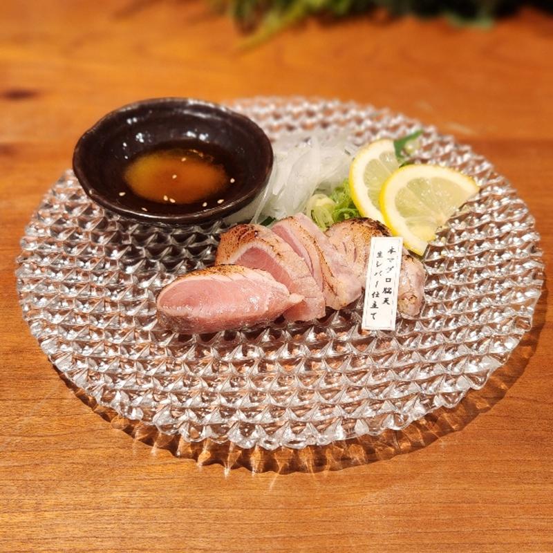 本マグロ脳天炙り 生レバ仕立て(マグロ(Tuna)と日本酒(SAKE)の海鮮居酒屋(restaurant) 大阪北新地マグシェ)