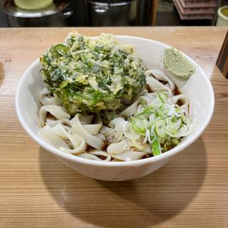 春菊天うどん（冷）(そば処 二葉 神田南口店)