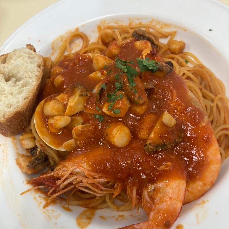 天使エビと鮑のペスカトーレ(LA BETTOLA da OCHIAI)