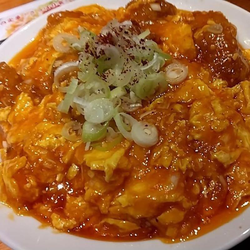 鶏唐揚げチリ玉飯 大盛り(カミナリ飯店)