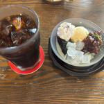 寒天とあんことコーヒーゼリーの3種盛りデザート(ミセスワイ)
