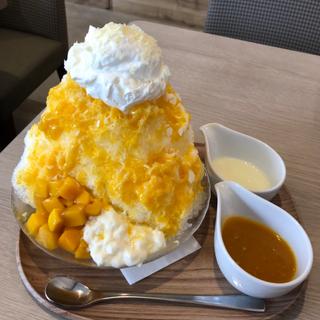 純氷ふわふわかき氷マンゴー〜杏仁豆腐添え〜(ココス 野田愛宕店)