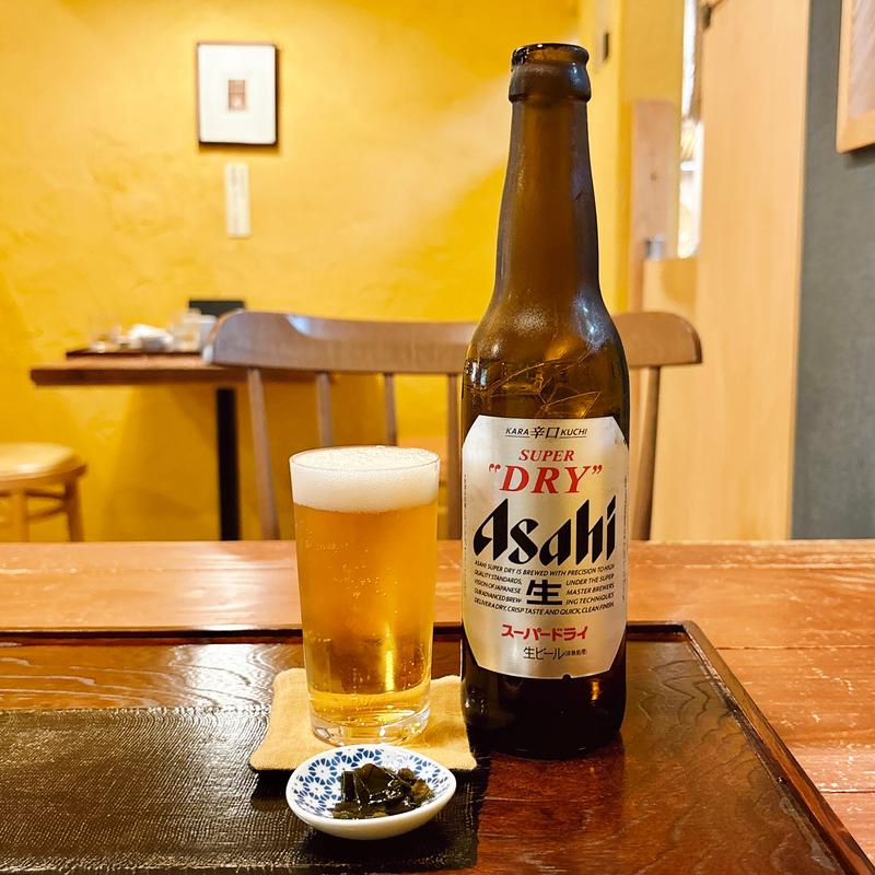 ビール小瓶(アサヒ)(蕎麦カネイ)