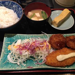 白身魚フライとヒレカツWと出汁巻き定食(味憩 ほうげん)