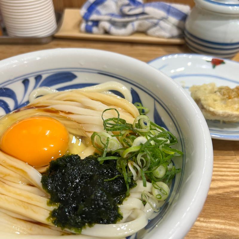 醤油うどん生ノリ生タマゴ(うどん嵐)