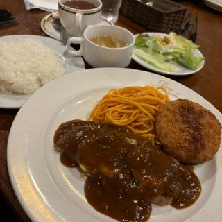 豚肉の茄子とチーズのソテーとメンチカツ(アンジェリー フレスカ)